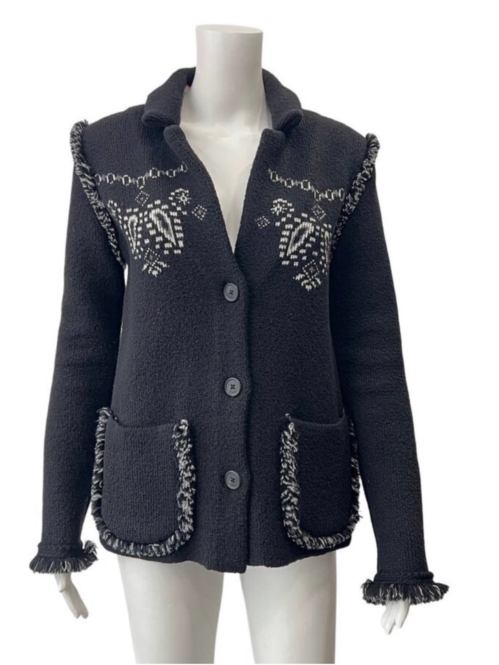 Black Women's Teddy Jacket with Braided Trim
